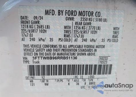 2024 Ford Maverick Xl from USA, damaged, VIN 3FTTW8B96RRB51136